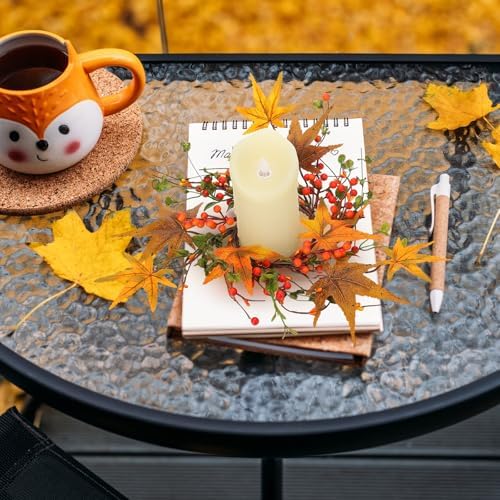 Daifunli 2 Pcs Fall Candle Ring Wreath for Pillar 3.5 Inch Maple Leaf Berry | Vintage Autumn Candles Holder, Farmhouse Table Centerpiece, Mini Fall Cabinet Wreath, for Thanksgiving Autumn Kitchen Decor - Image 5