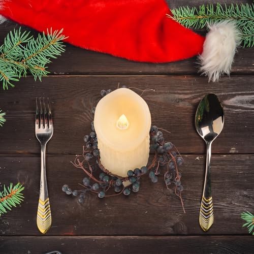 Daifunli 2 Pcs Christmas Candle Ring Faux Blue Berry Candle Ring 3.5 Inch Artificial Blueberry Farmhouse Wreath Candles Holder for Season Winter Christmas Holiday Spring Rustic Table Centerpiece Decor - Image 5