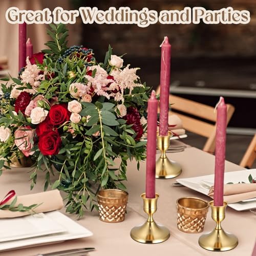 24PCS Brass Gold Taper Candle Holders, Vintage Metal Candlestick Holders - Image 4