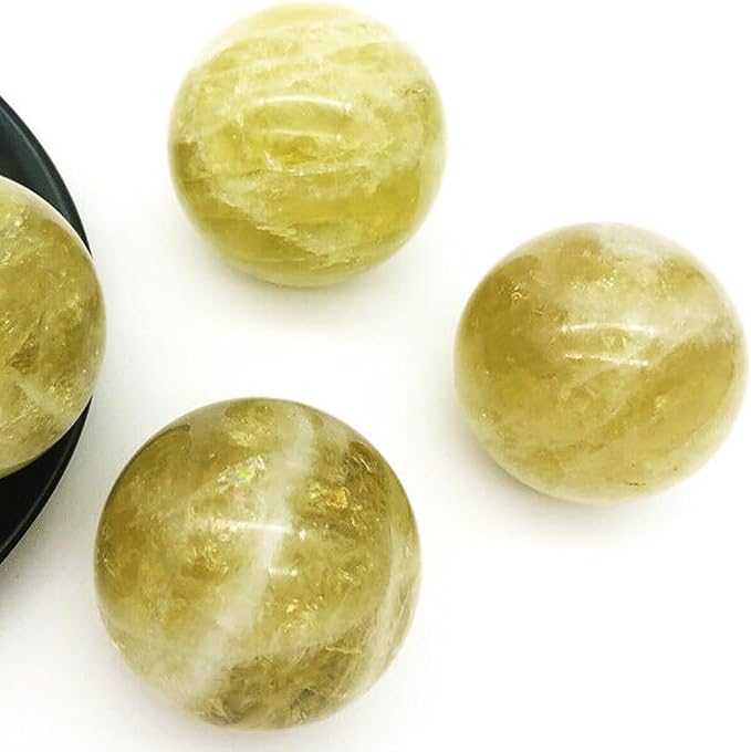 1.6-2 inch Natural Citrine Crystal Ball with Stand, Hand Polished Yellow Quartz Sphere, Reiki Healing Crystal Sphere, Energy Balancing Stone Crafts, Feng Shui Home Desktop Ornament
