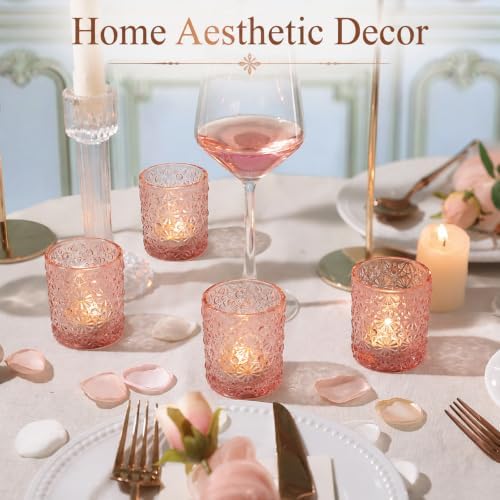 Lanttu 12 Pcs Pink Votive Candle Holders 2.2ʺ*2.6ʺ Tealight Candle Holders - Image 6