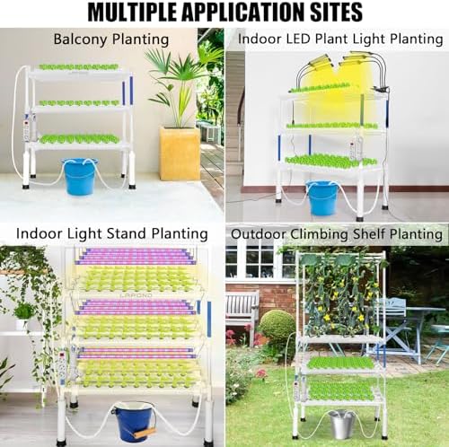 Upgraded Hydroponics Growing System with LED Grow Lights,108 Plant Sites,3 Layers Food-Grade PVC-U Pipes Hydroponic Grow Kit