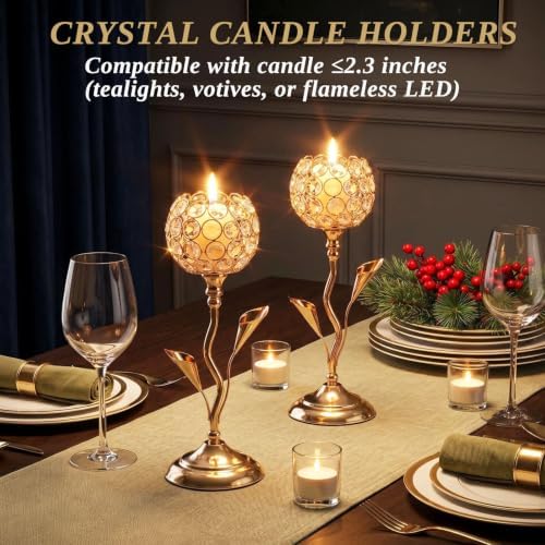 6 Pcs Gold Crystal Candle Holders 12.3" Tealight Wedding Table Centerpiece - Image 4