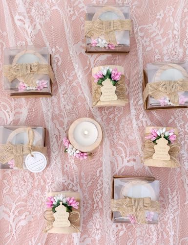 10 wooden Tealight Candle Holders for Baby Christening Party Favors, Gifts for Guests, Gender Reveal Party Gifts, Baby Girl Gender Reveal. (Light pink) - Image 3