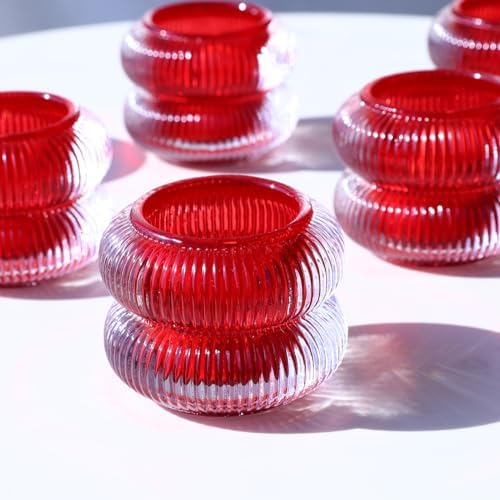 Woho Red Votive Candle Holders Set of 6, Tea Candle Holder for Christmas by Woho