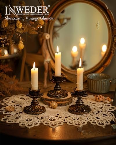 Vintage Candlestick Holders Decor: Resin Taper Candle Holders - Image 3