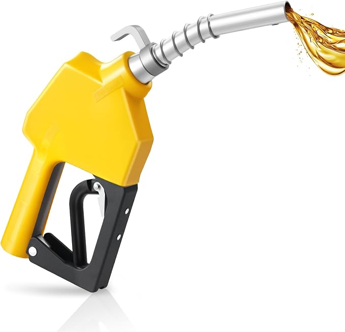 VEVOR 3/4-Inch NPT Automatic Fuel Nozzle, Max Flow Rate 11.8 GPM, Auto Shut Off Diesel Gas Pump Nozzle with 3-Speed Trigger Lock & 0.78 in (OD=20 mm) Spout for Gasoline, Diesel, Kerosene, Yellow