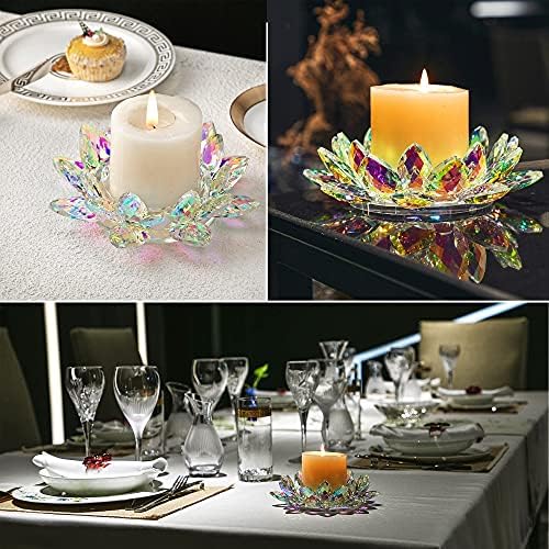 Crystal Lotus Candle Holder Tealight Pillar Candle Plate Candlestick - Image 5