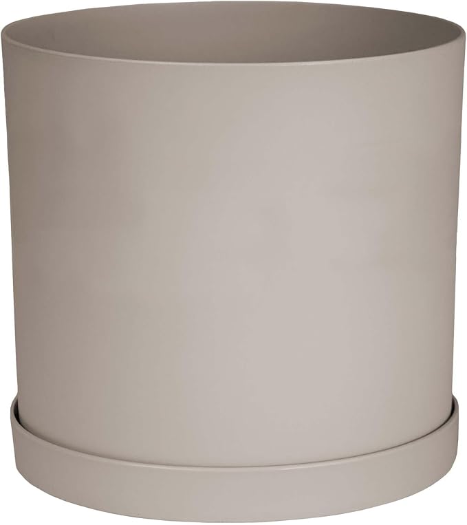 Bloem Mathers Planter w/Saucer Tray 10" Pebble Stone Beige