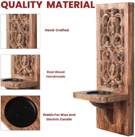 Rustic Wall Candle Sconces Pack of 2, 16 Inch – Natural - Image 6