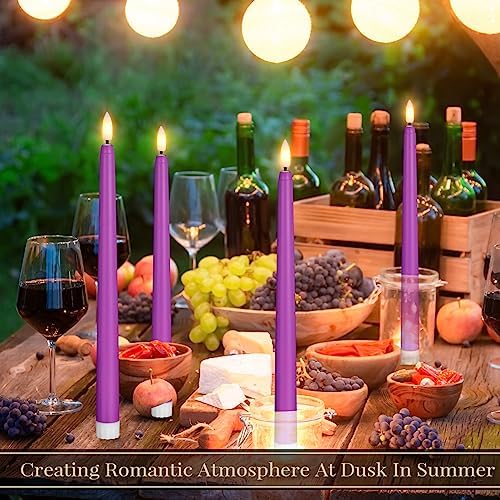 Macarrie 24 Packs Flameless Taper Candles Battery Operated Fake 11 Inch Long Candle Light LED Flameless Candlesticks Flickering Tapered for Wedding, Halloween, Christmas(Purple) - Image 6
