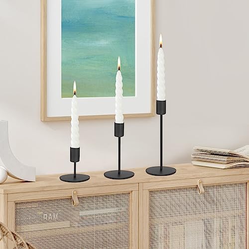 Set of 6 Black Candlestick Holders - Decorative for Home Decor, Wedding, Dining, Party, Anniversary - Image 3
