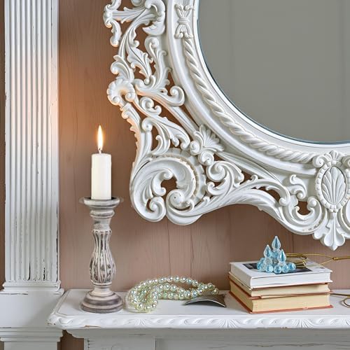 Biedermann & Sons Washed Wooden Pillar Candle Holder, White, 6 Inch Tall, Fits Up to 3 Inch Pillar Candles, Decorative Candle Stand for Mantels, Tables and Shelves - Image 3