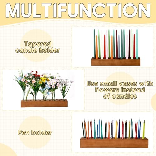 Mumufy 18in Long Wooden Taper Candle Holders for Birthday Party Candlestick Table Centerpiece Giant Wooden Farmhouse Candle Holders Decorations for Birthday Wedding Anniversary Desktop(Dark Brown) - Image 6