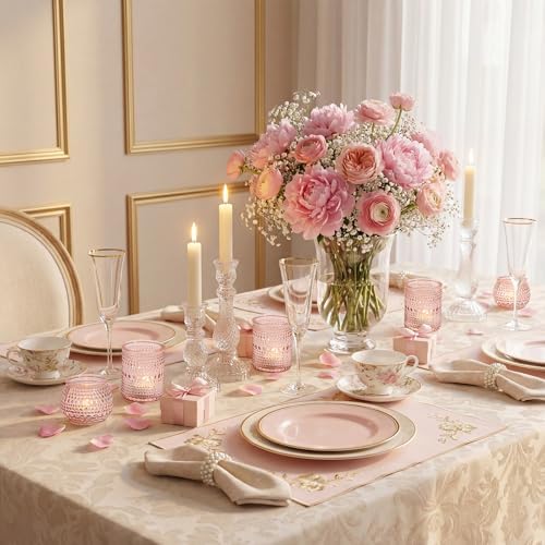 Rubtlamp 24 Pack Pink Votive Candle Holders, Glass Candle Holder for Floating Candle, Tealight Candle Holders for Table Centerpieces(2 Sizes) - Image 6