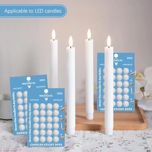 Taper Candles Sticky Dots - White Candle Wax Dots -Taper Candle Waxed Adhesive - Secure Your Candles to Any Holder (72Pack) - Image 3