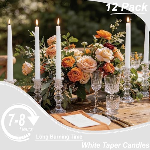 10-Inch White Taper Candles - Dripless Candlesticks Smokeless Tapered Candle Tall Unscented Long Tapered Candle Paraffin Wax with Cotton Wicks for Dinner Wedding Parties Slow Burn of 12 Pack - Image 4