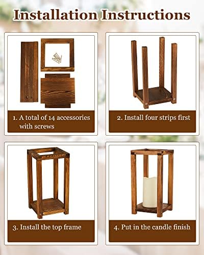 Huquary 8 Pcs Wooden Wedding Lantern Centerpiece for Table Decor, Brown - Image 3