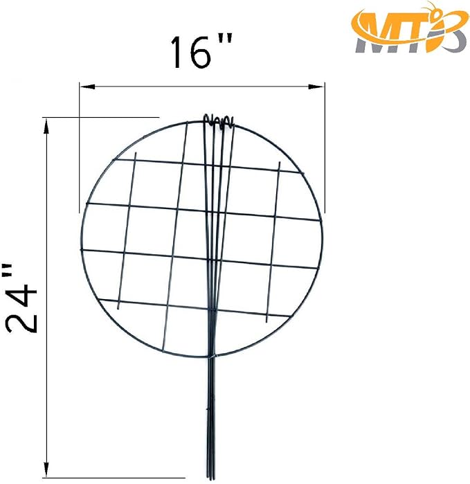 MTB Supply 10 Pack 16 x 24 inch Green Peony Cages Grow Through Plant Support Stakes Flower Support Hoops Heavy Plants Brace Rings