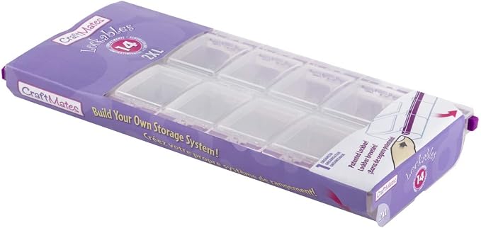 Craft Mates Bead Organizer, 14 Locking Compartments, Plastic Storage (2XL) | Clear Plastic Storage for Buttons, Pins, Jewelry, Diamond Art & Craft Supplies, Large Portable Organizer for Crafters