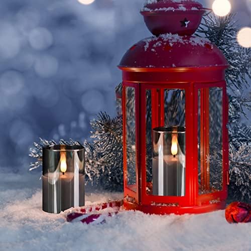 Glass Flameless Votive Candles with Remote, Battery Operated, 6Pack Gray - Image 5