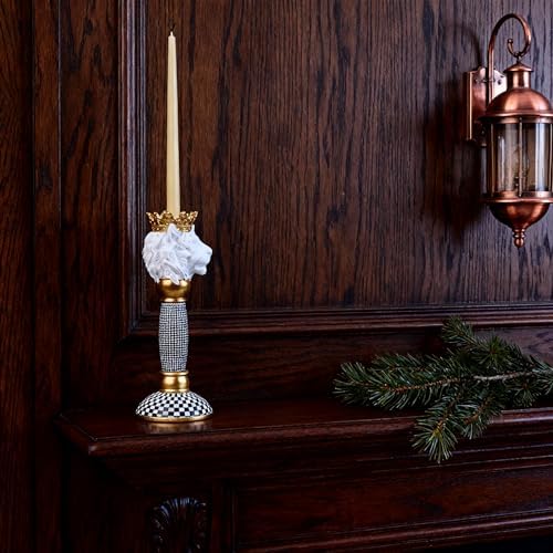 Checkered Animal Candle Holders, Resin Black White Checkered Tiger Head Candlestick Holders, Cute Black-and-White Pillar Candle Stand Home Decorations (Lion) - Image 2