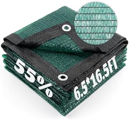 Shade Cloth with Grommets for Garden, 55% 6.5x16.5ft, Dark Green by CoolArea