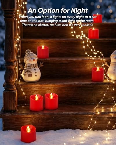 Homemory Red Flameless LED Votive Tealight Candles & Timer Remote, 24Pack - Image 6