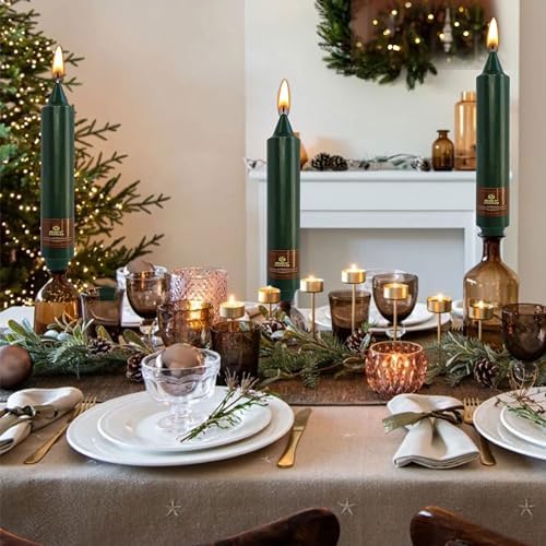 Unscented Candle Sticks 7 inch Hunter Green Taper Candles Set of 4 Smokeless Candle Slow Burning Candlesticks Perfect as Dinner Household Holiday & All Special Occasions - Image 2