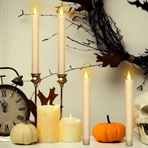 Baquler 24 Pcs 8.8" Ivory Flameless Taper Candle LED Stick Battery Operated - Image 4