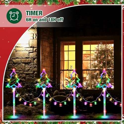 10 Pcs Christmas Tree Pathway Lights Outdoor Decorations, Colorful - Image 4