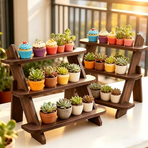 Wooden Display Stand, Tiered Cupcake Stand, 3 Tier Display Stand Riser by HamsterHouse