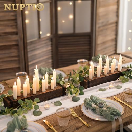 NUPTIO Candlestick Holder for Table Centerpiece: 16.5" Wooden Candelabras - Image 4