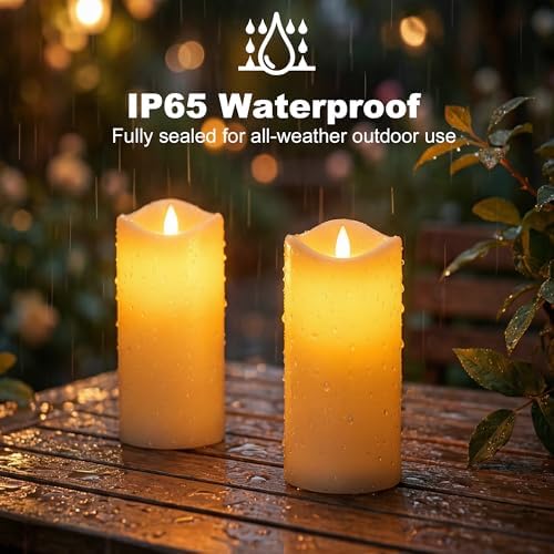 Livinlarge Large Solar Candles Outdoor Waterproof,Flameless Votive Candle - Image 5