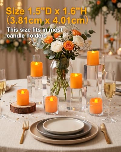 5plots 24Pack Orange Flameless Votive Candles, Fake Electric Candles - Image 3