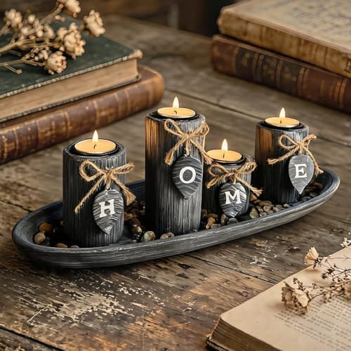 Wooden Candle Holders Centerpieces for Living Room Coffee Table Decorations - Image 2