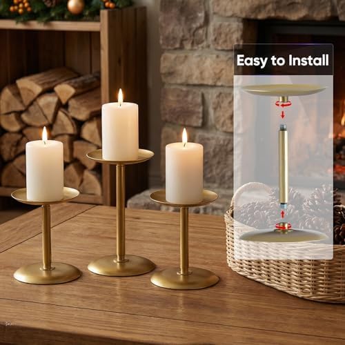 Homemory Fall Halloween Table Decor, Gold Metal Candle Holders Set of 5 - Image 4