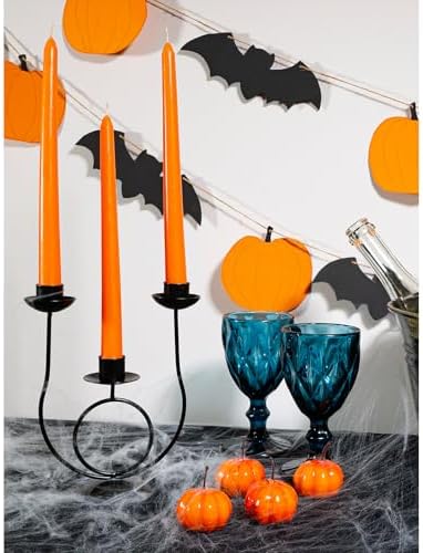 CANDWAX 12 inch Orange Taper Candles Set of 12 — Slow Burning Tapered Candle Sticks Ideal for Halloween Decorations, Dinner Table Centerpiece or Thanksgiving Décor — Orange Candles - Image 5