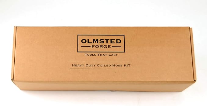 Hose Kit: 1/2" ID x 25' HP Quality Coiled Hose (Charcoal Gray) with Metal Body Spray Nozzle and Brass Quick Release Swivel Connector