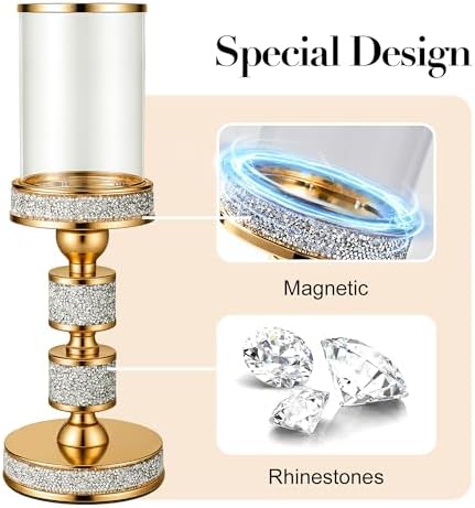 Hurricane Candle Holder, 15.9" Tall Metal Candle Stand, Glass Pillar Holder - Image 4
