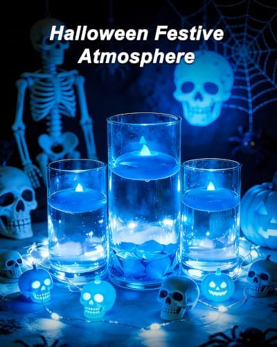 Homemory 12 Pack 3” Flameless Led Floating Candles, 200 Hour Blue Battery Operate Waterproof Tealights for Cylinder Vases, Centerpieces at Wedding Decor, Party, Pool - Image 4