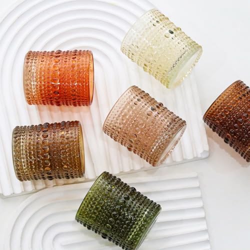 WDHODEC Glass Tealight Candle Holders Set of 12 - Brown Green Vintage Hobnail Votive Holders for Fall, Winter Wedding, Christmas Table Centerpiece Decor - Image 3