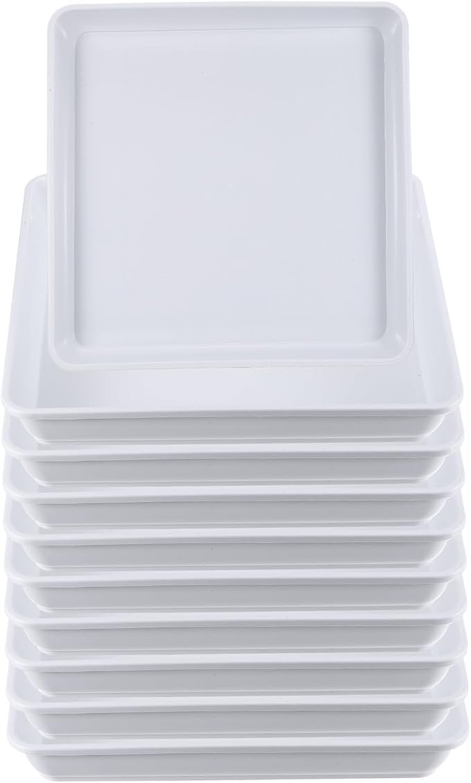 PATIKIL Plant Saucer Tray, 10 Pack 10 Inch Plastic Square Plant Saucer Flower Planter Drip Tray for Indoors Outdoors Patio Balcony, White