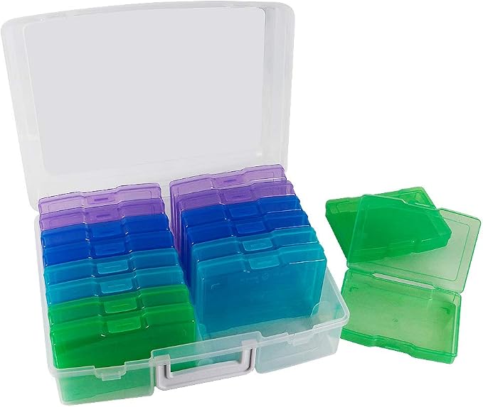 novelinks Photo Storage Box and 16 Inner 4" x 6" Photo Storage Containers | 1Pack Color, Photo Albums 4x6 Pictures, Photo Organizers and Storage, Card Game Storage, Task Boxes for Special Education