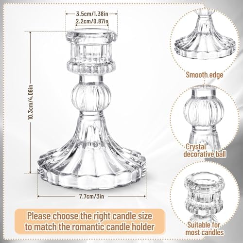 Maxcheck Set of 6 Glass Taper Candle Holders,Clear - Image 3