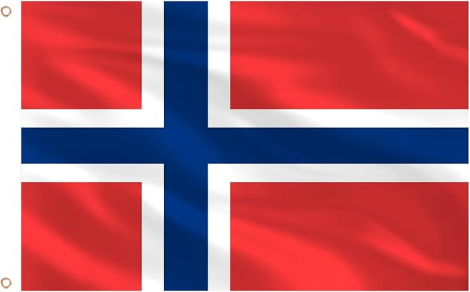 Ahfulife Norway Flag 3x5 Ft, 2 Pcs Large Norwegian National Flags for Outdoor Indoor, Double Sided with Brass Eyelets for World Cup, Party, Garden, Bar, Street Decor