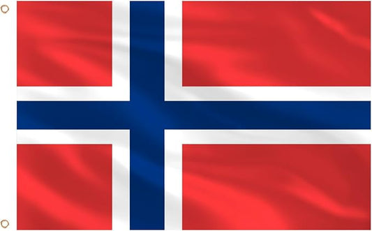 Ahfulife Norway Flag 3x5 Ft, 1 Pc Large Norwegian National Flags for Outdoor Indoor, Double Sided with Brass Eyelets for World Cup, Party, Garden, Bar, Street Decor