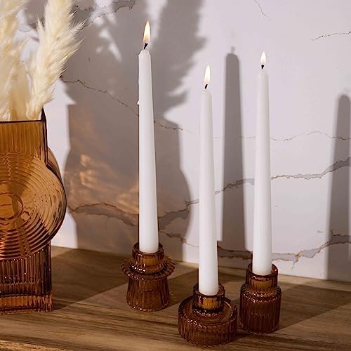 Bask 10-inch Taper Candles - Unscented and Dripless - Burns for 8 Hours - Home Decor for Dinner Table, Kitchen, and Bedroom - Perfect for a Romantic Date or Anniversary - 12-Pack - White - Image 6