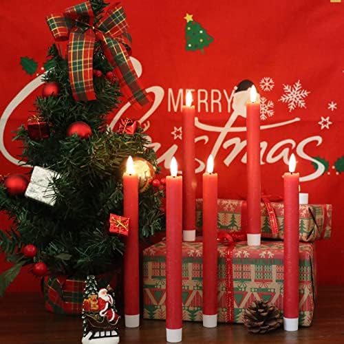 GenSwin Flameless Taper Candles LED Battery Operated Remote Timer Red - Image 2