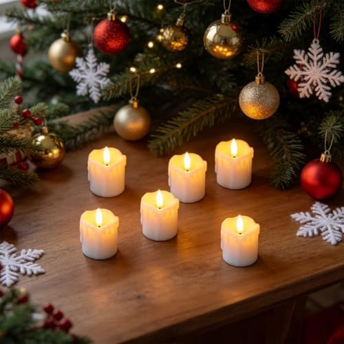 White Flameless Votive Candles Battery Operated with Remote Timer - Image 5
